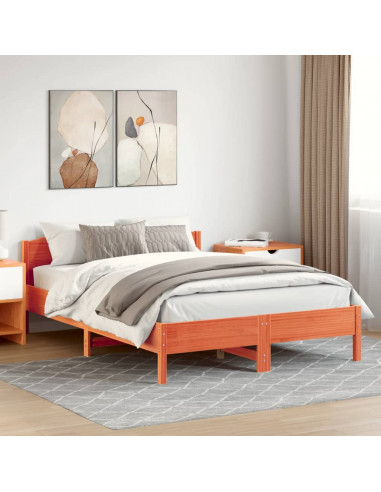 Giroletto con Testiera Marrone Cera 140x200 cm Massello Pino