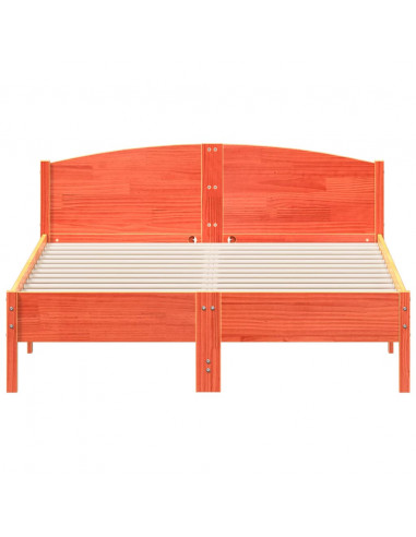 Giroletto con Testiera Marrone Cera 140x200 cm Massello Pino