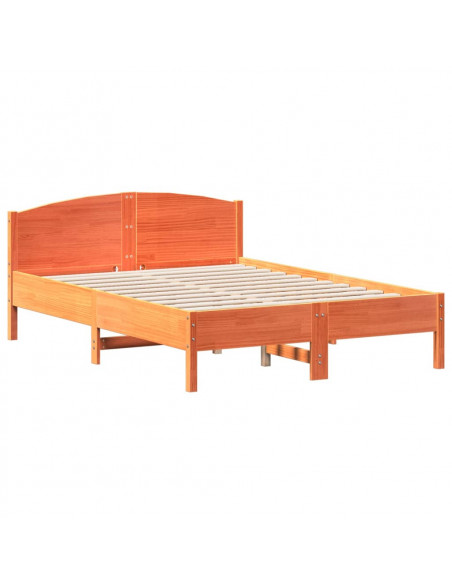 Giroletto con Testiera Marrone Cera 140x190 cm Massello Pino