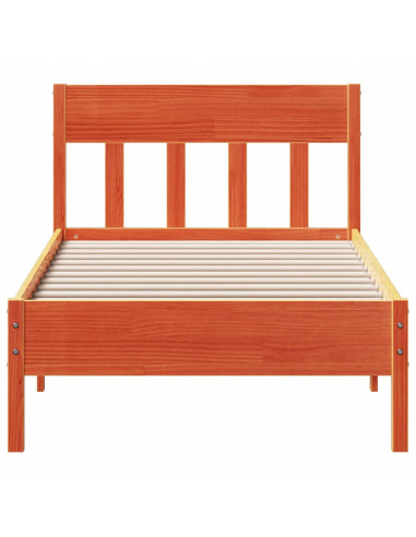 Giroletto con Testiera Marrone Cera 90x200 cm Massello Pino