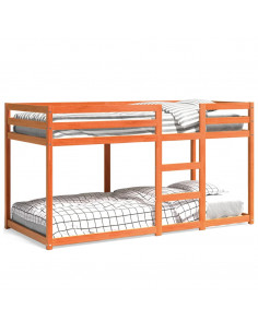 Letto a Castello Marrone Cera 90x200 cm in Legno di Pino 2