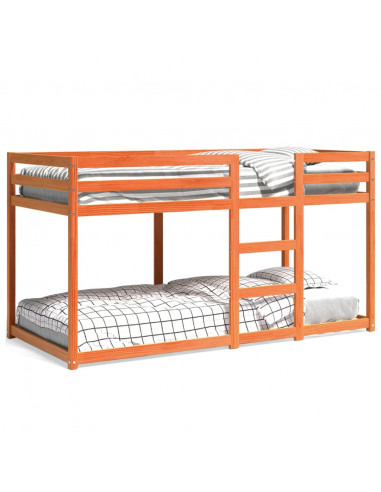 Letto a Castello Marrone Cera 90x200 cm in Legno di Pino