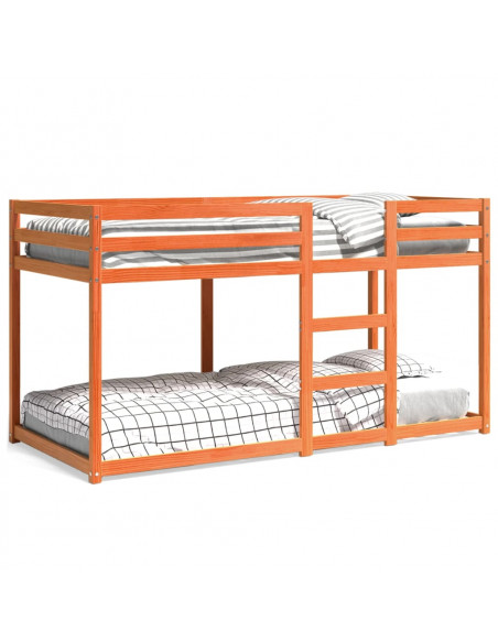 Letto a Castello Marrone Cera 90x200 cm in Legno di Pino