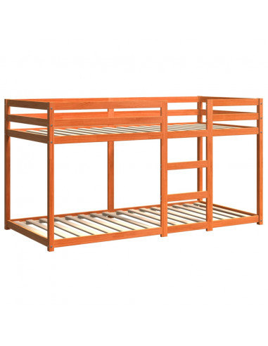 Letto a Castello Marrone Cera 90x200 cm in Legno di Pino