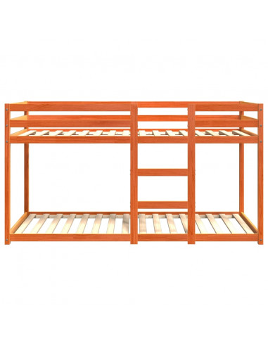 Letto a Castello Marrone Cera 90x200 cm in Legno di Pino