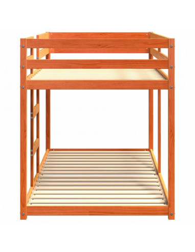 Letto a Castello Marrone Cera 90x200 cm in Legno di Pino