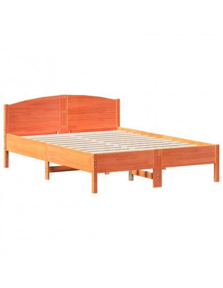 Giroletto con Testiera Marrone Cera 135x190 cm Massello Pino