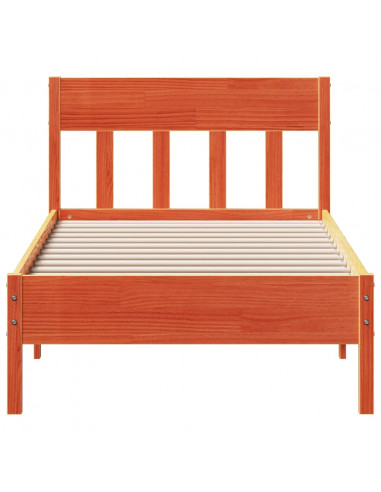 Giroletto con Testiera Marrone Cera 90x190 cm Massello Pino