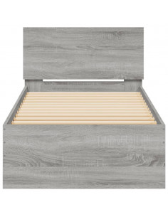 Giroletto con Testiera e LED Grigio Sonoma 90x190 cm 2