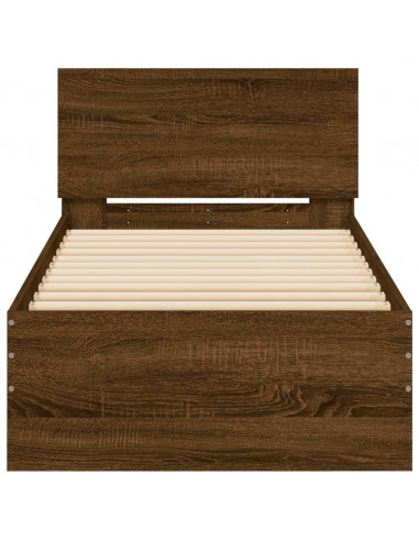 Giroletto con Testiera e LED Rovere Marrone 75x190 cm