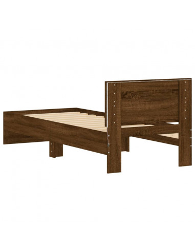 Giroletto con Testiera e LED Rovere Marrone 75x190 cm