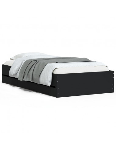 Giroletto con Cassetti Nero 75x190 cm in Legno Multistrato