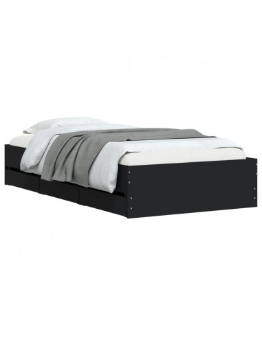 Giroletto con Cassetti Nero 75x190 cm in Legno Multistrato