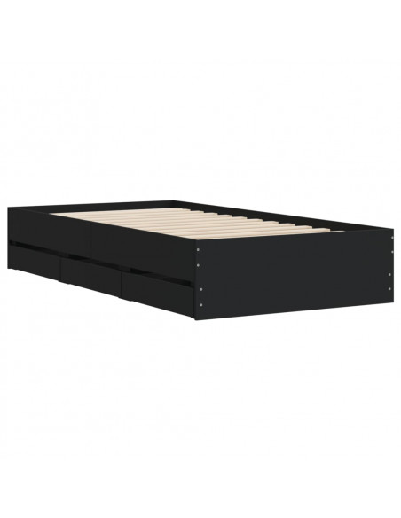 Giroletto con Cassetti Nero 75x190 cm in Legno Multistrato