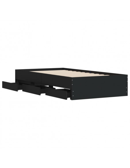 Giroletto con Cassetti Nero 75x190 cm in Legno Multistrato