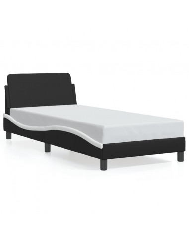 Giroletto con Testiera Nero e Bianco 90x200 cm in Similpelle