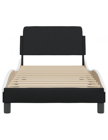 Giroletto con Testiera Nero e Bianco 90x200 cm in Similpelle