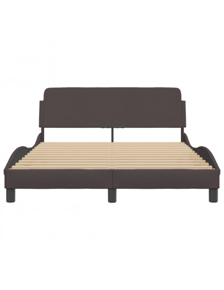 Giroletto con Testiera Marrone Scuro 140x190 cm in Tessuto