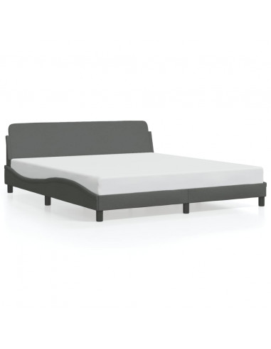 Giroletto con Testiera Grigio Scuro 160x200 cm in Tessuto