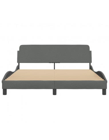 Giroletto con Testiera Grigio Scuro 160x200 cm in Tessuto