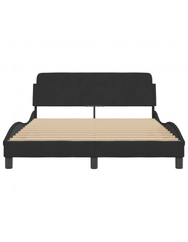 Giroletto con Testiera Nero 140x190 cm in Velluto