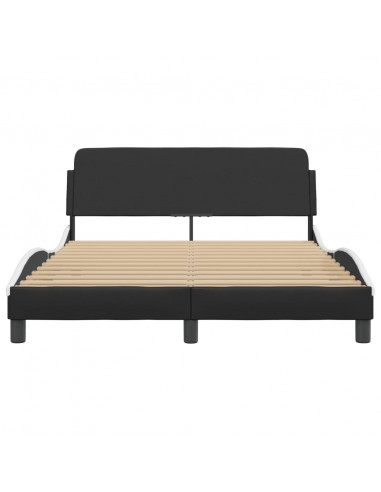 Giroletto con Testiera Nero e Bianco 140x190 cm in Similpelle