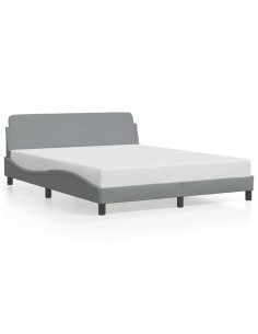 Giroletto con Testiera Grigio Chiaro 160x200 cm in Tessuto 2