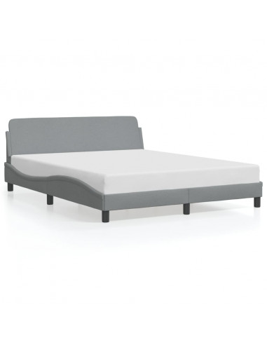 Giroletto con Testiera Grigio Chiaro 160x200 cm in Tessuto