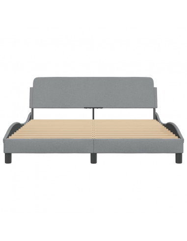 Giroletto con Testiera Grigio Chiaro 160x200 cm in Tessuto