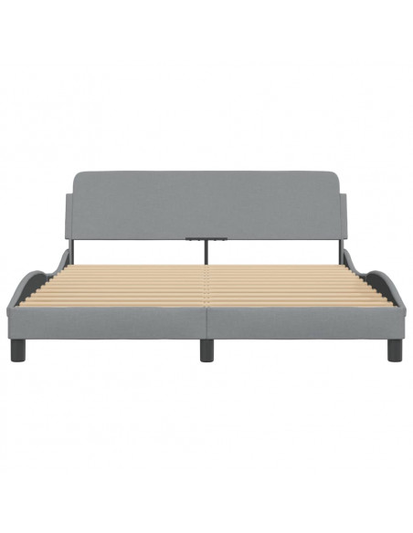 Giroletto con Testiera Grigio Chiaro 160x200 cm in Tessuto