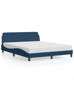 Giroletto con Testiera Blu 160x200 cm in Tessuto 2