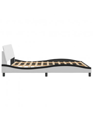 Giroletto con Testiera Nero e Bianco 160x200 cm in Similpelle