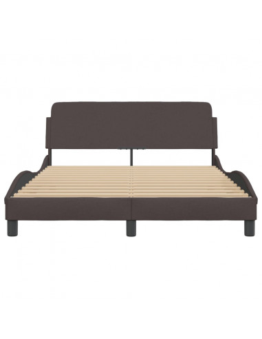 Giroletto con Testiera Marrone Scuro 140x200 cm in Tessuto