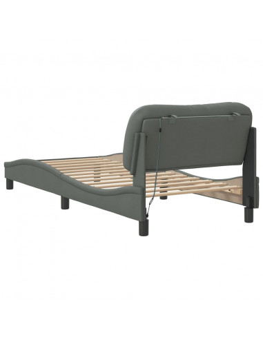 Giroletto con Luci LED Grigio Scuro 90x200 cm in Tessuto