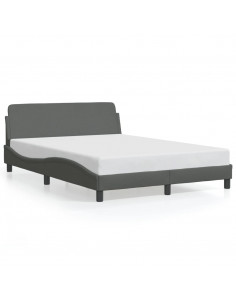 Giroletto con Testiera Grigio Scuro 140x200 cm in Tessuto 2