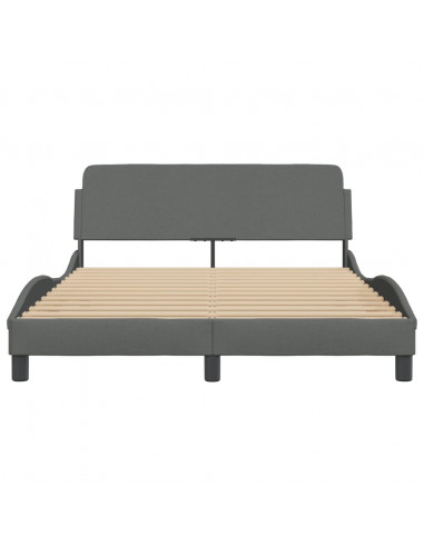 Giroletto con Testiera Grigio Scuro 140x200 cm in Tessuto