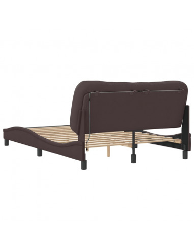 Giroletto con Luci LED Marrone Scuro 120x200 cm in Tessuto