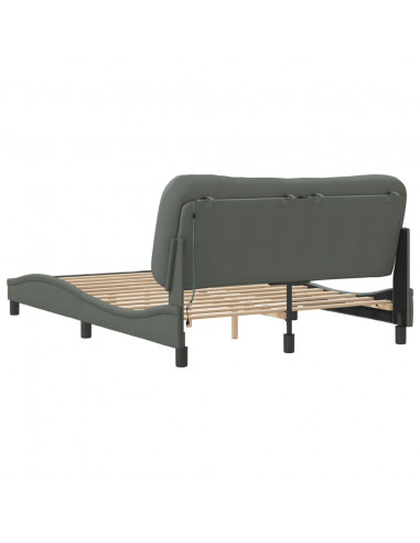 Giroletto con Luci LED Grigio Scuro 120x200 cm in Tessuto