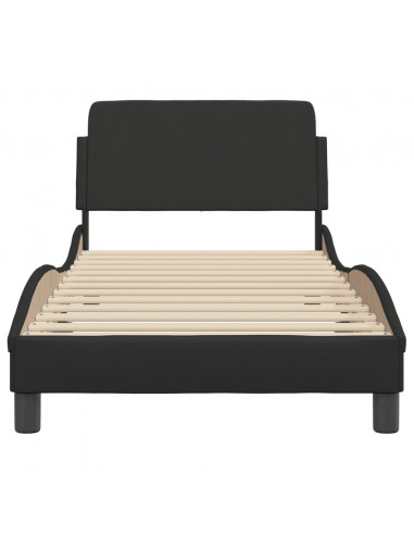 Giroletto con Testiera Nero 90x200 cm in Similpelle