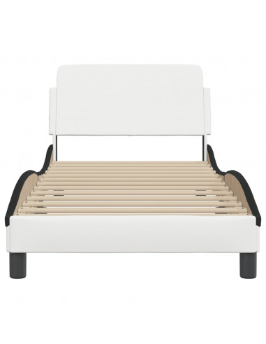 Giroletto con Testiera Bianco e Nero 90x200 cm in Similpelle