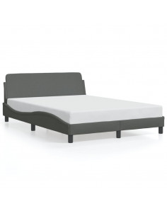 Giroletto con Testiera Grigio Scuro 140x190 cm in Tessuto 2