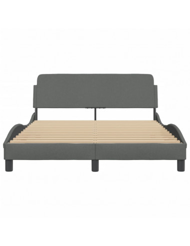 Giroletto con Testiera Grigio Scuro 140x190 cm in Tessuto