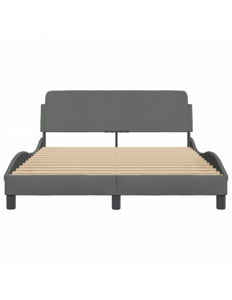 Giroletto con Testiera Grigio Scuro 140x190 cm in Tessuto
