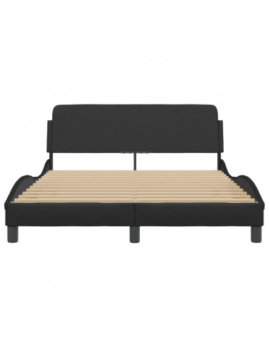 Giroletto con Testiera Nero 120x200 cm in Similpelle