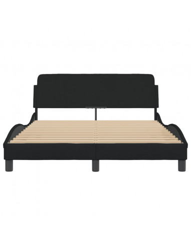 Giroletto con Testiera Nero 140x200 cm in Tessuto