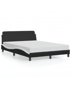 Giroletto con Testiera Nero e Bianco 140x200 cm in Similpelle 2