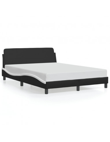 Giroletto con Testiera Nero e Bianco 140x200 cm in Similpelle