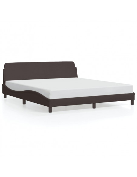 Giroletto con Testiera Marrone Scuro 160x200 cm in Tessuto