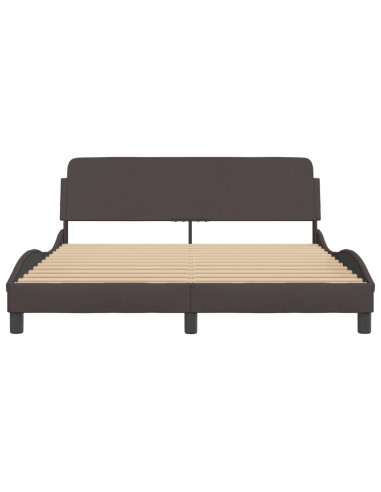 Giroletto con Testiera Marrone Scuro 160x200 cm in Tessuto