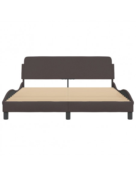 Giroletto con Testiera Marrone Scuro 160x200 cm in Tessuto